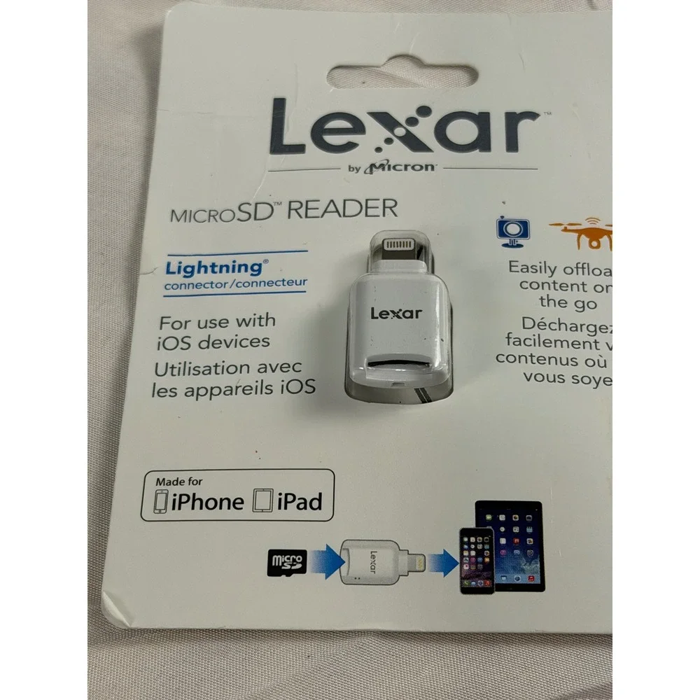 Lexar by Micron MicroSD Card Reader for iPhone iPad Lightning Connector White